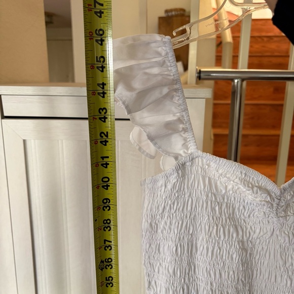 Abercrombie and Fitch White Ruffle Strap Smocked Poplin Midi Dress Costal Beachy - Picture 7 of 12